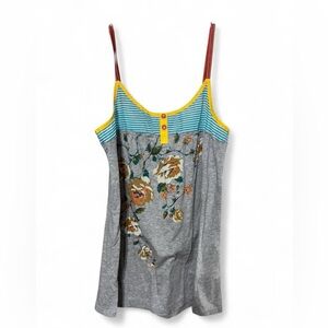 SoSik  Floral Gray and Blue Striped Women's Top